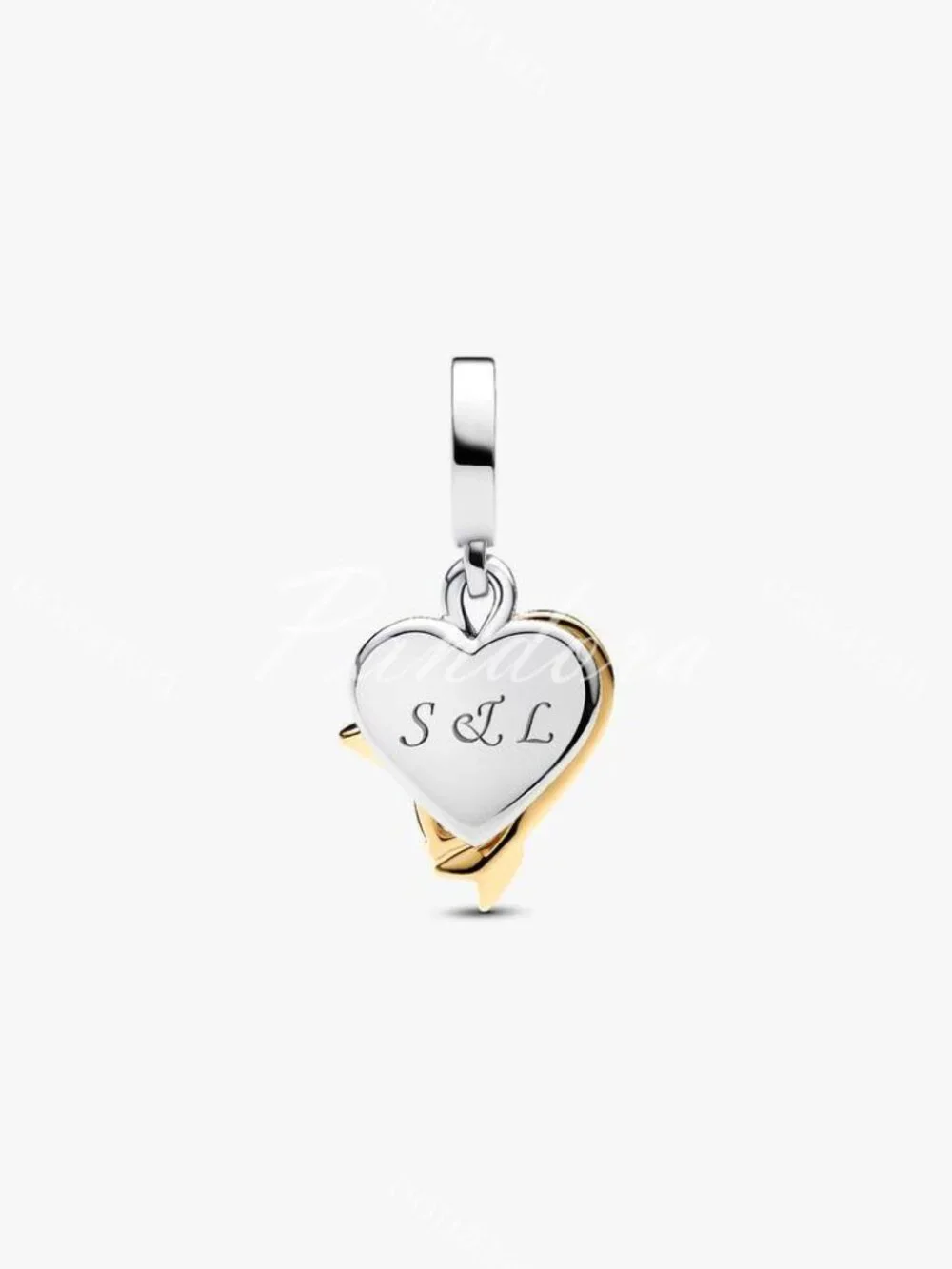 Pandora Engravable Heart & Arrow Double Dangle Charm